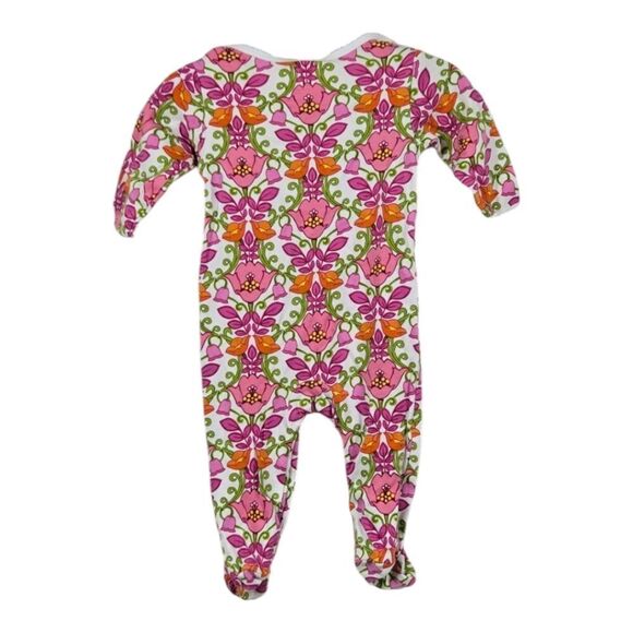 Vera Bradley Baby Footed Coverall Lilli Bell Pink Green Floral Pajama Onesie - Picture 6 of 10